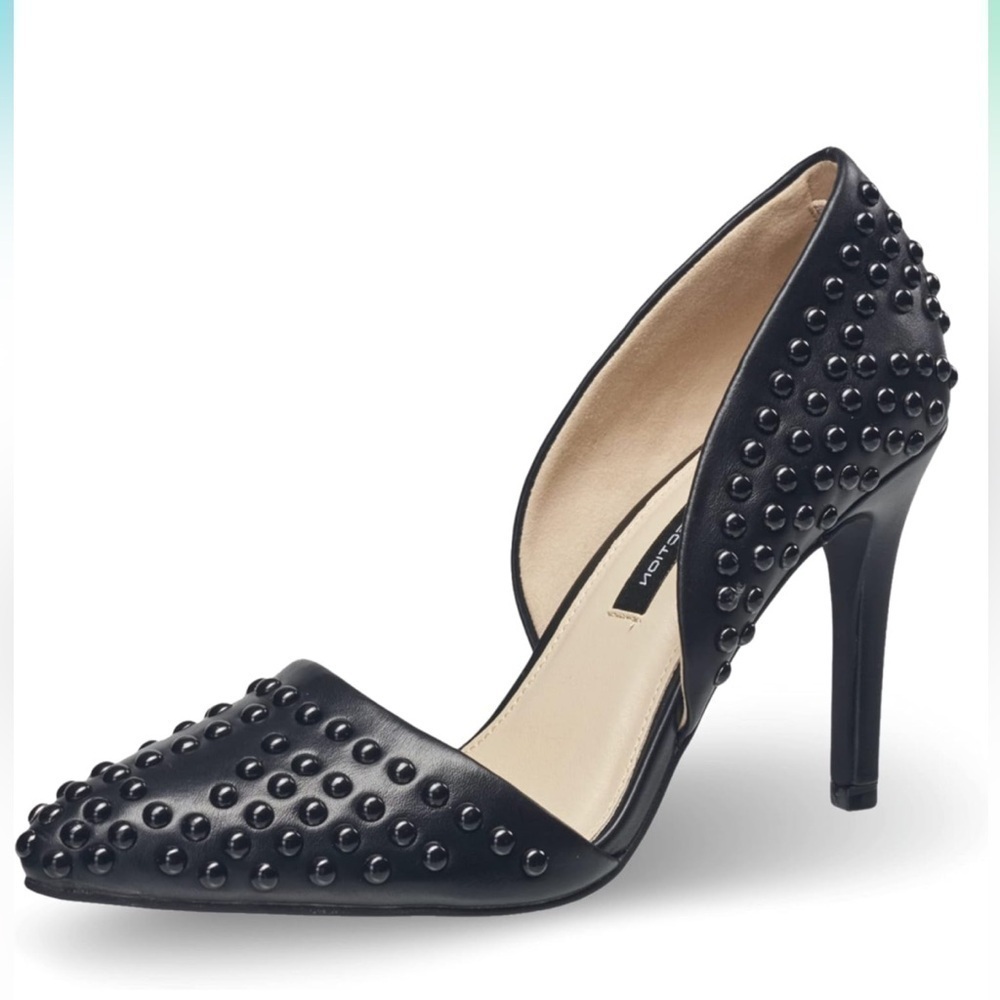 Women’s French Connection black studded heels, size 8.5, EUC!